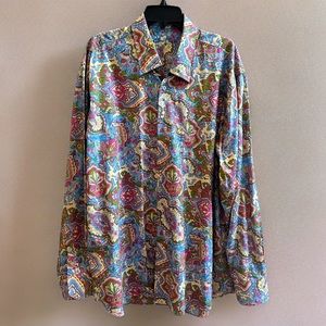 Alan Flusser Men's Custom Floral Dress Shirt | Size XL